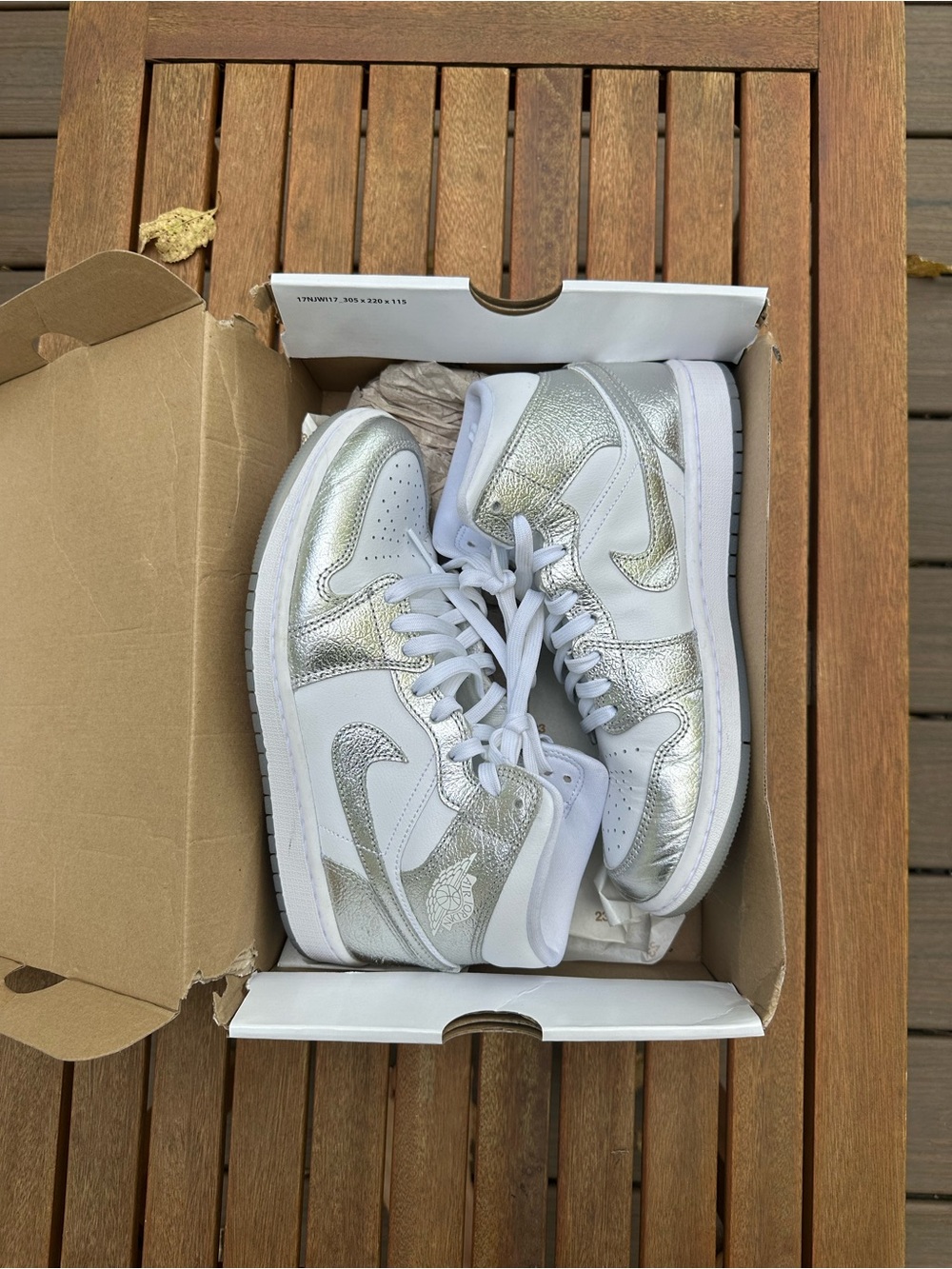 Nike Jordan Women’s White & Metallic Silver high-Top Sneakers